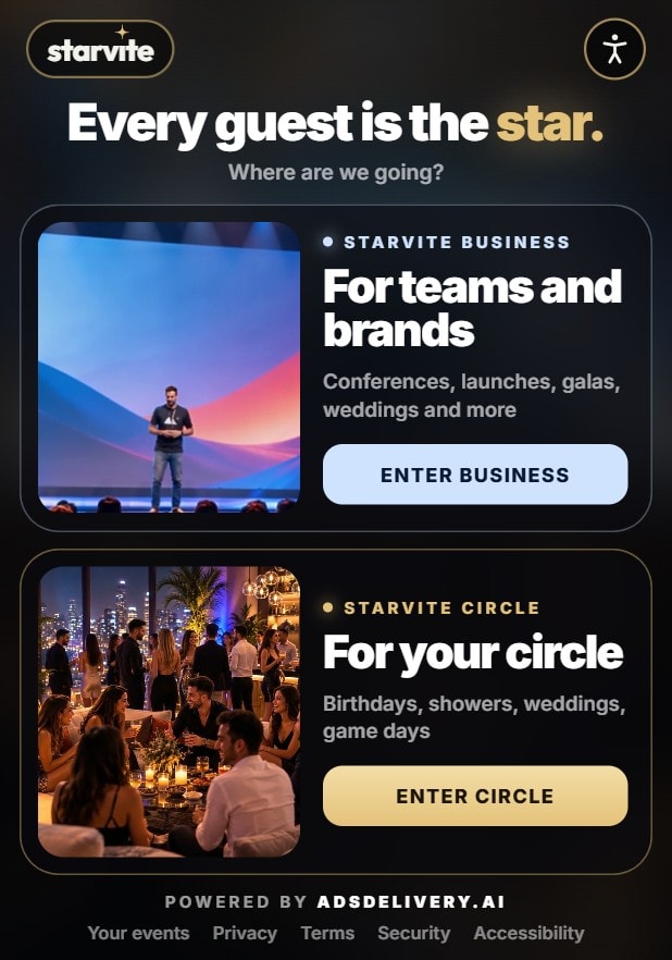 STARVITE home screen